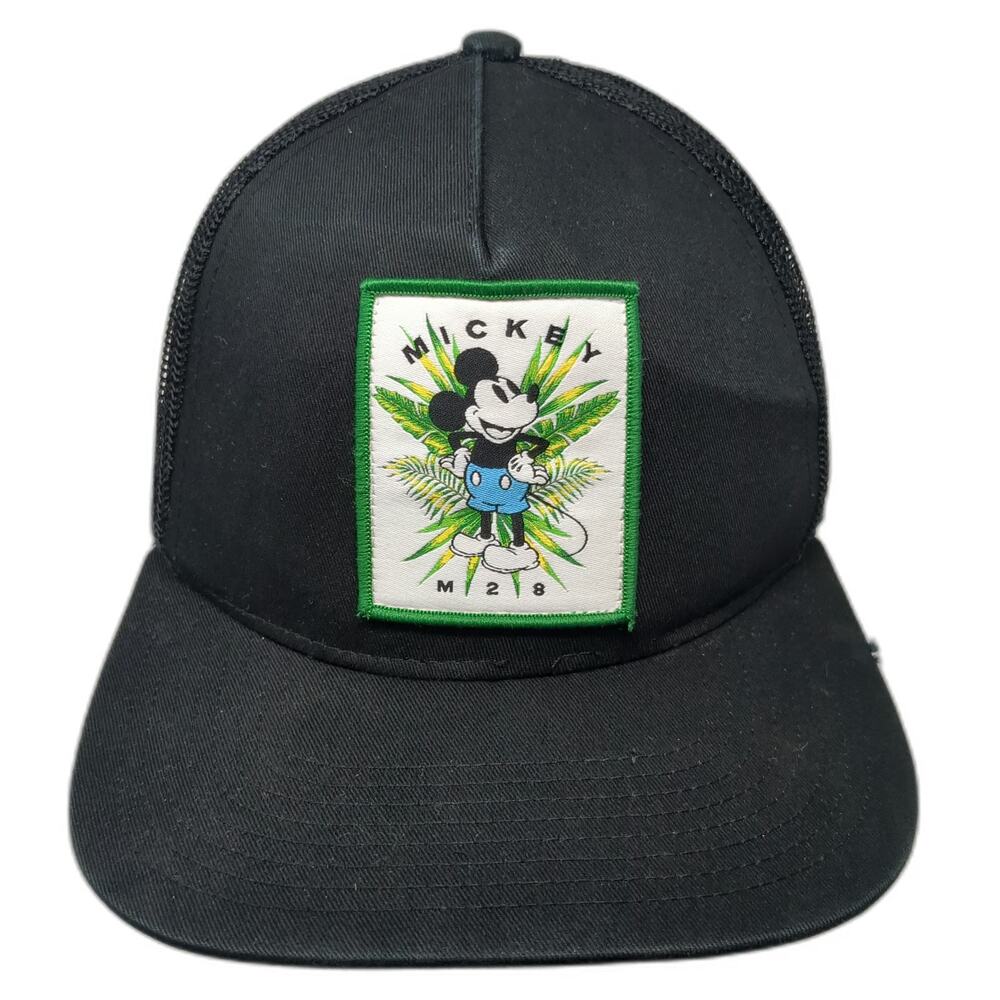 Neff Trucker Hat Black OSFM Mickey Mouse Disney Patch Mesh Snapback Flat Bill